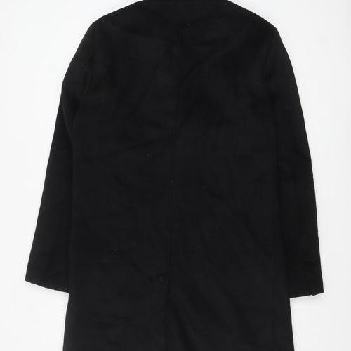 River Island Men's Black Wool Blend Overcoat M Smart Formal