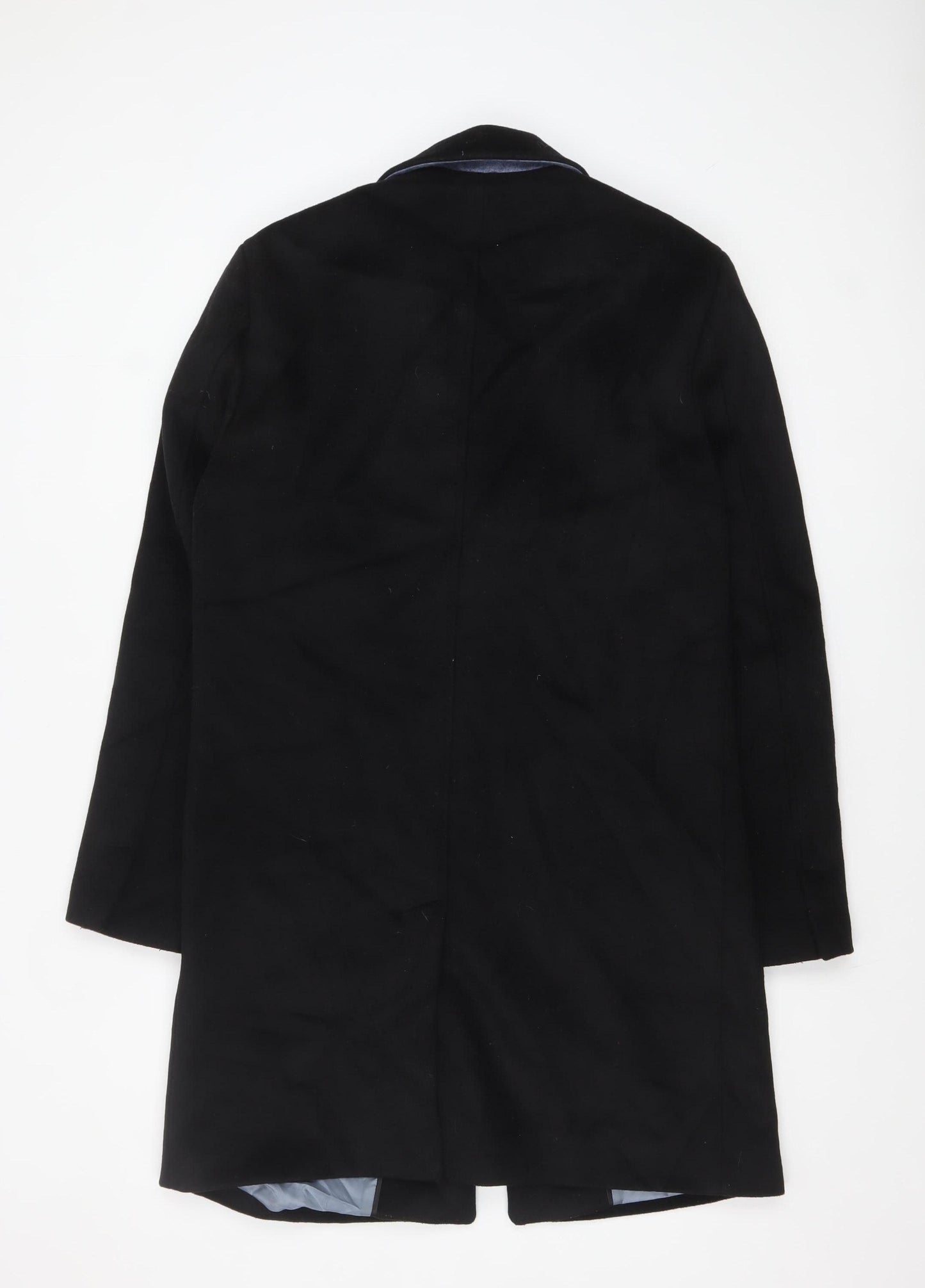 River Island Men's Black Wool Blend Overcoat M Smart Formal