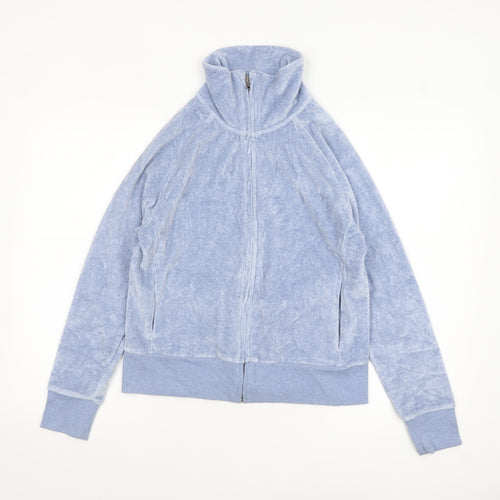 GAP Women Blue Velour Full Zip Stretch Jacket Size M