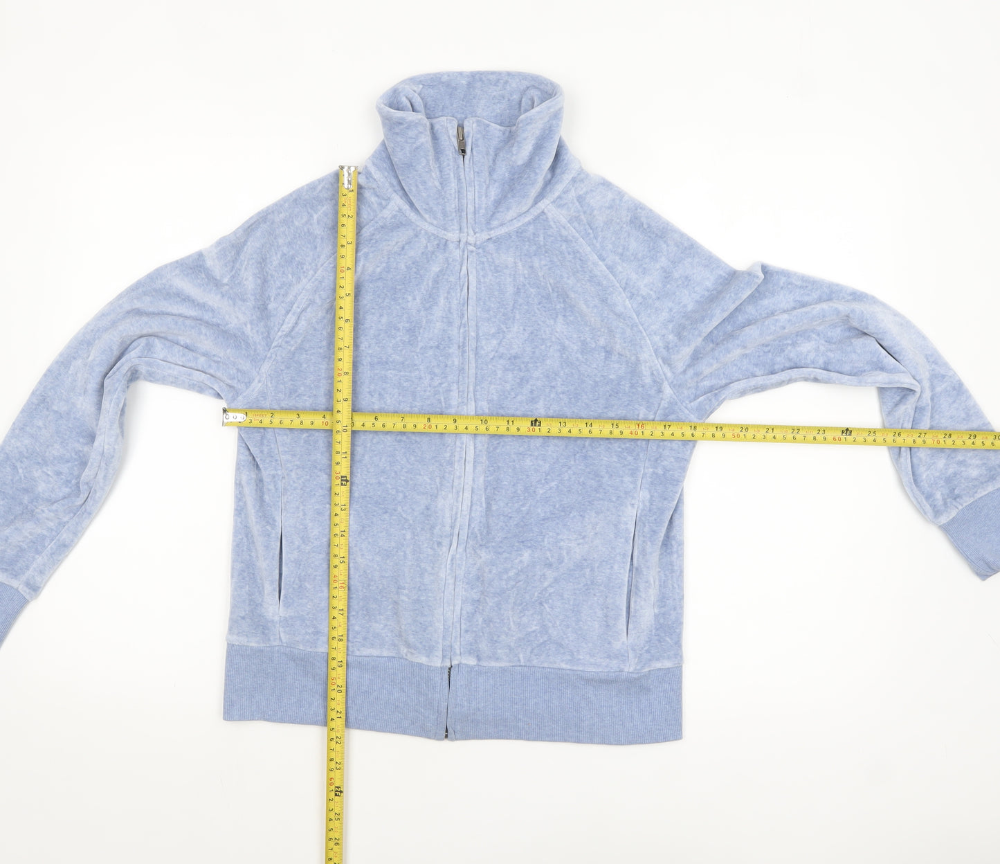 GAP Women Blue Velour Full Zip Stretch Jacket Size M