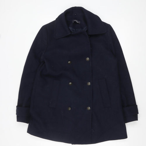 Marks and Spencer Women’s Navy Wool Blend Pea Coat UK 12