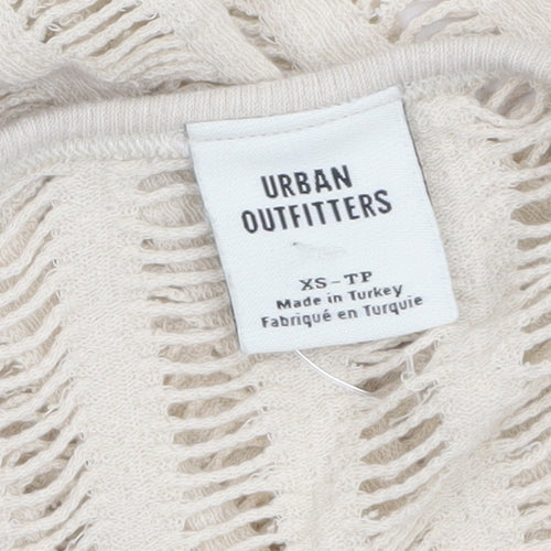 Urban Outfitters Women Beige Cropped Knit Long Sleeve Blouse XS
