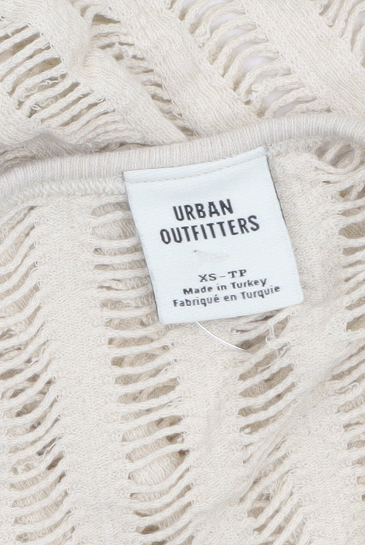Urban Outfitters Women Beige Cropped Knit Long Sleeve Blouse XS
