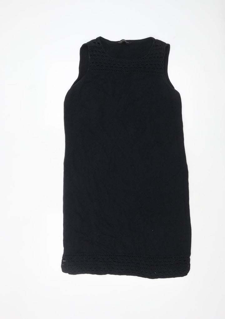 Dorothy Perkins Women's Black Cotton Knit Shift Dress Size 16
