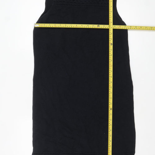 Dorothy Perkins Women's Black Cotton Knit Shift Dress Size 16
