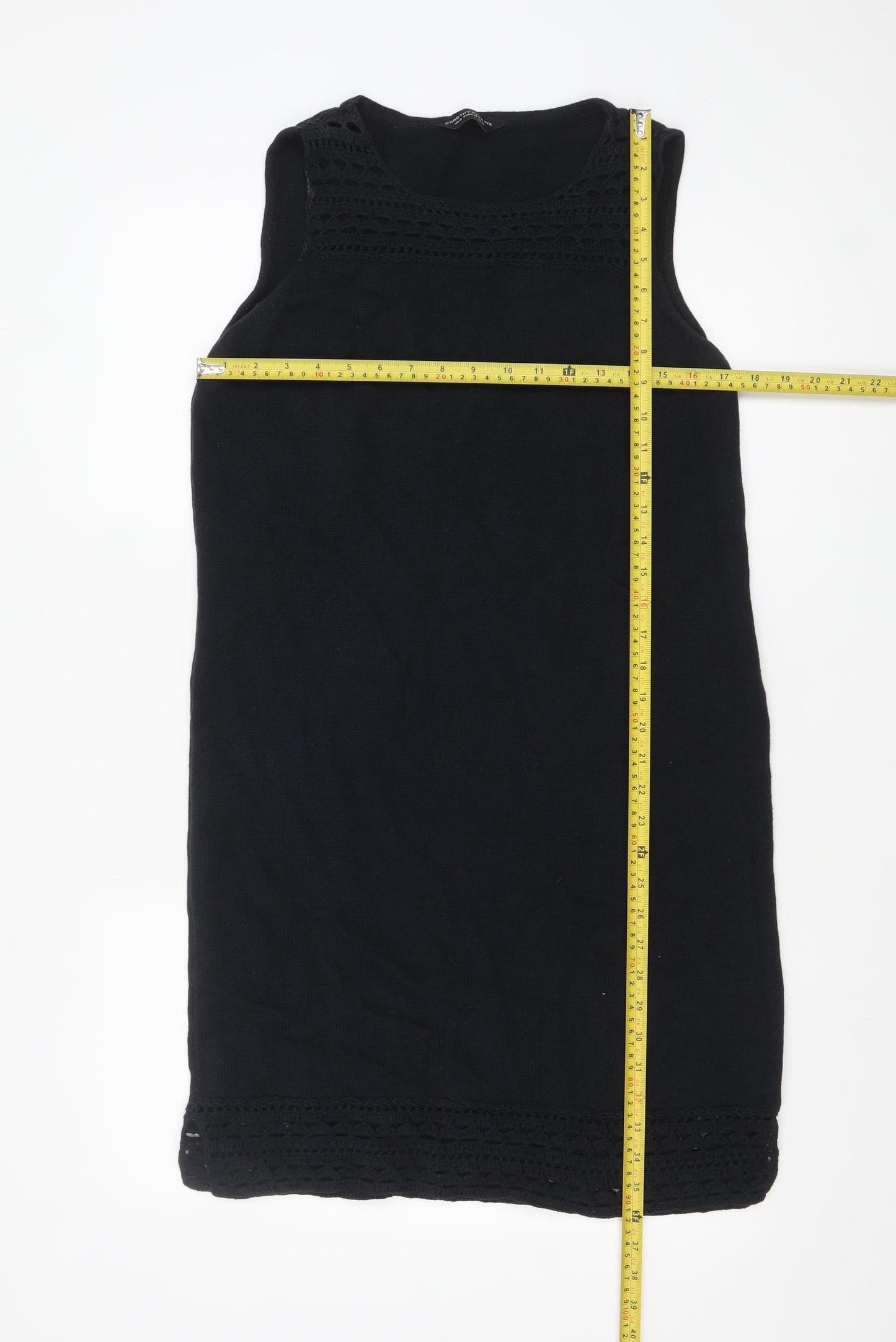 Dorothy Perkins Women's Black Cotton Knit Shift Dress Size 16