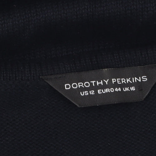 Dorothy Perkins Women's Black Cotton Knit Shift Dress Size 16