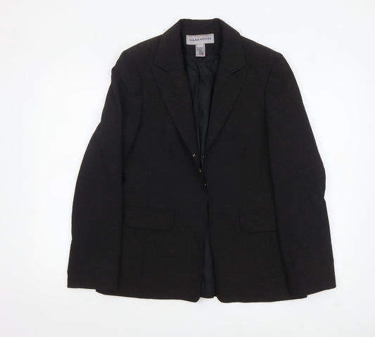 Warehouse Women Black Wool Blend Single-Breasted Blazer UK 16