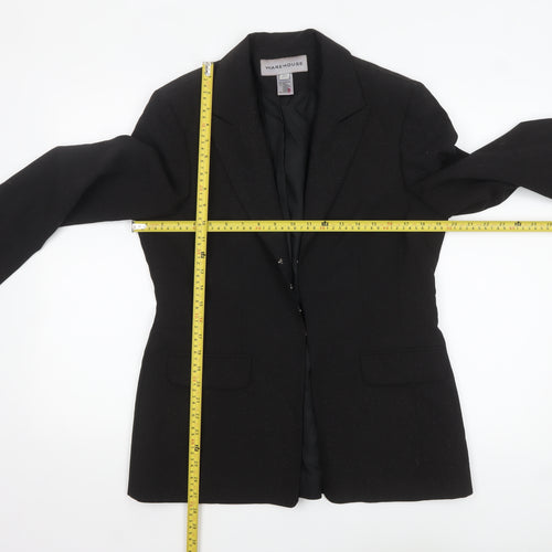 Warehouse Women Black Wool Blend Single-Breasted Blazer UK 16