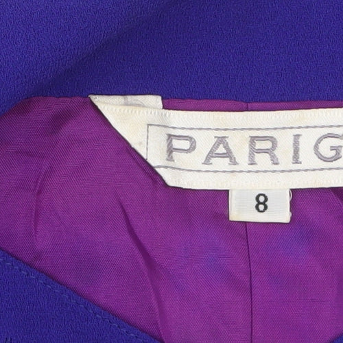 Parigi Womens Purple Suit Top Blazer Size 8 Short Sleeve embroidered