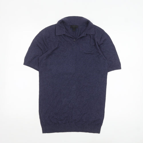 ASOS Men's Blue Cotton Knit Short Sleeve Polo Shirt M