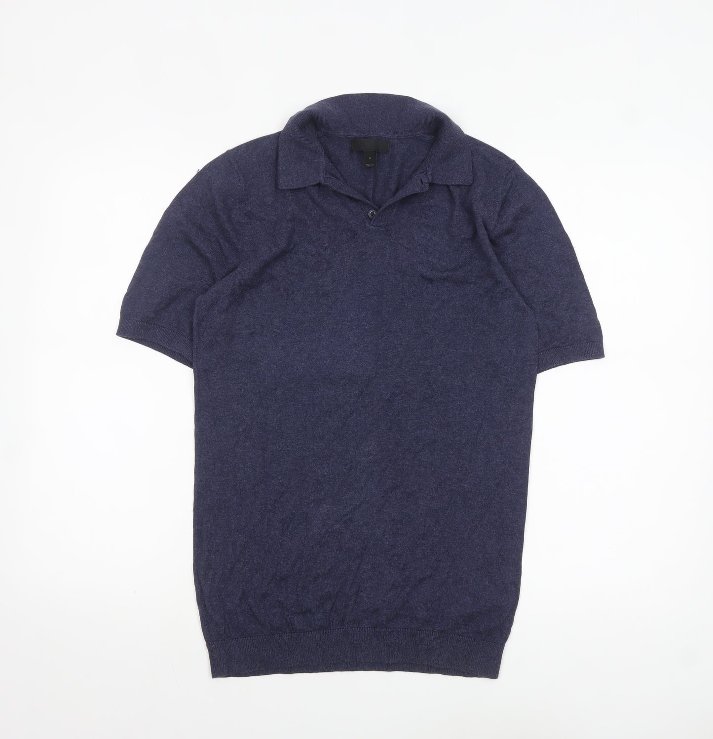 ASOS Men's Blue Cotton Knit Short Sleeve Polo Shirt M