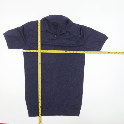 ASOS Men's Blue Cotton Knit Short Sleeve Polo Shirt M