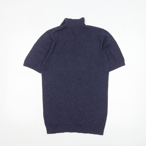 ASOS Men's Blue Cotton Knit Short Sleeve Polo Shirt M