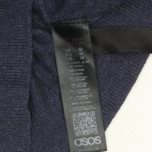 ASOS Men's Blue Cotton Knit Short Sleeve Polo Shirt M