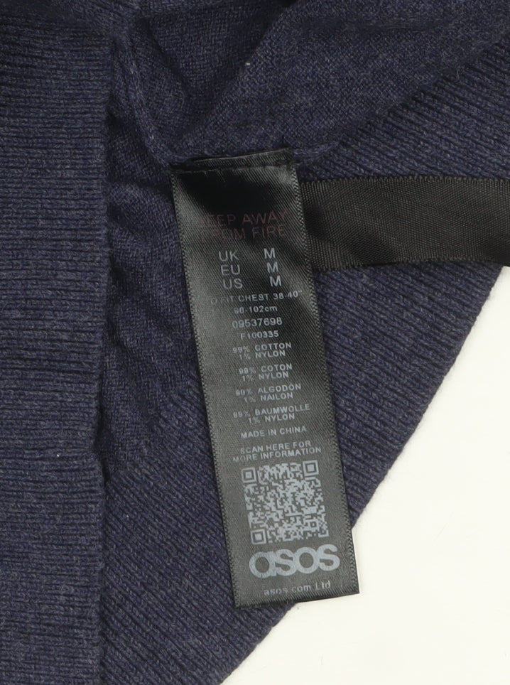 ASOS Men's Blue Cotton Knit Short Sleeve Polo Shirt M