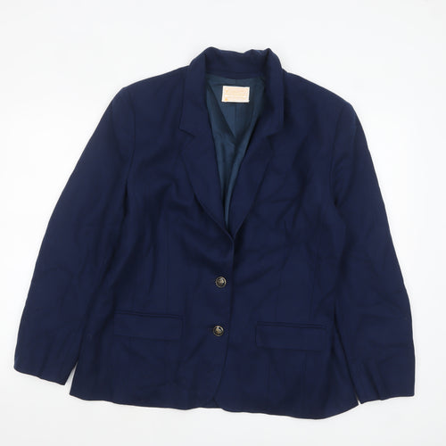 Pendleton Women's Blue Pure Wool Single-Breasted Blazer Size 14
