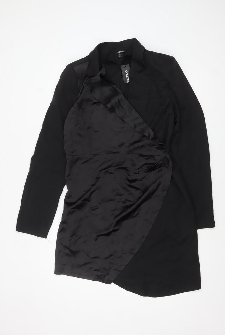 Boohoo Women’s Black Wrap Blazer Dress Size 14 Partywear