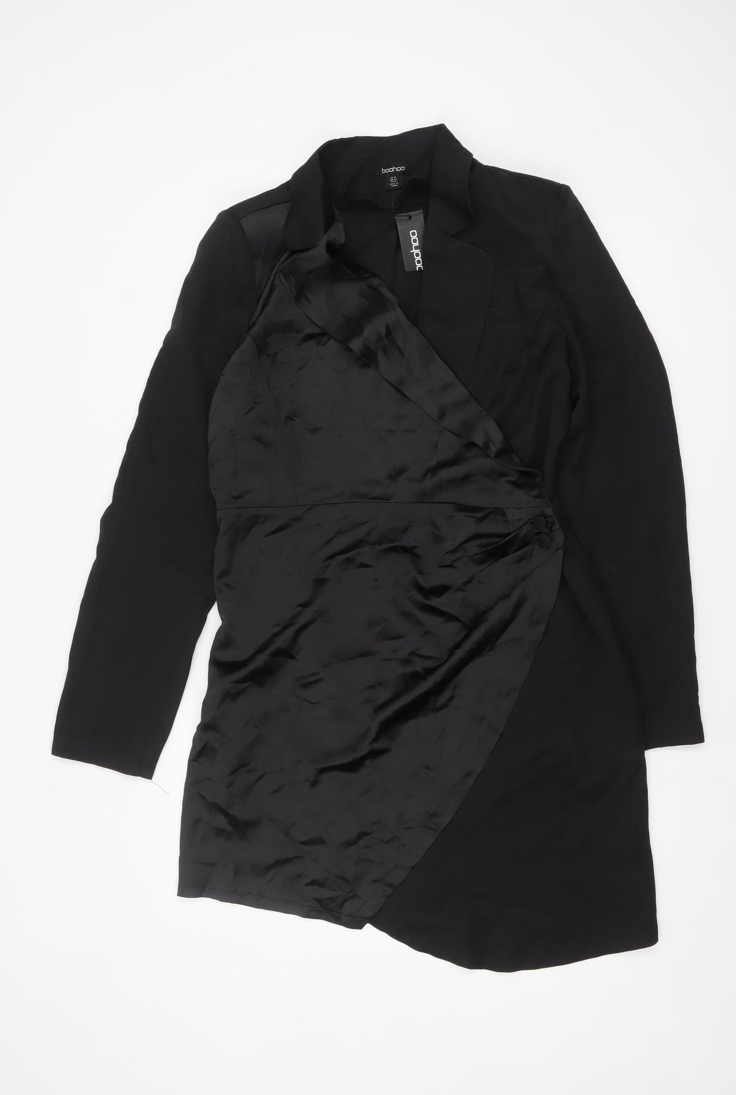 Boohoo Women’s Black Wrap Blazer Dress Size 14 Partywear