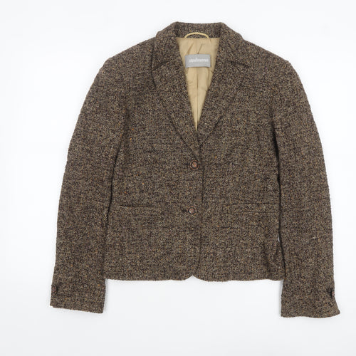 Steilmann Womens Brown Tweed Wool Blend Single-Breasted Blazer UK 10