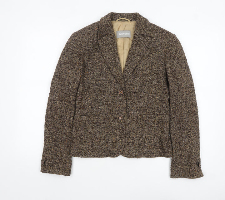 Steilmann Womens Brown Tweed Wool Blend Single-Breasted Blazer UK 10