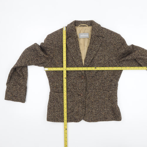 Steilmann Womens Brown Tweed Wool Blend Single-Breasted Blazer UK 10