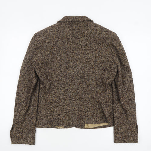 Steilmann Womens Brown Tweed Wool Blend Single-Breasted Blazer UK 10