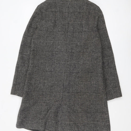 Primark Women’s Grey Check Tweed Mid-Length Overcoat Size 10