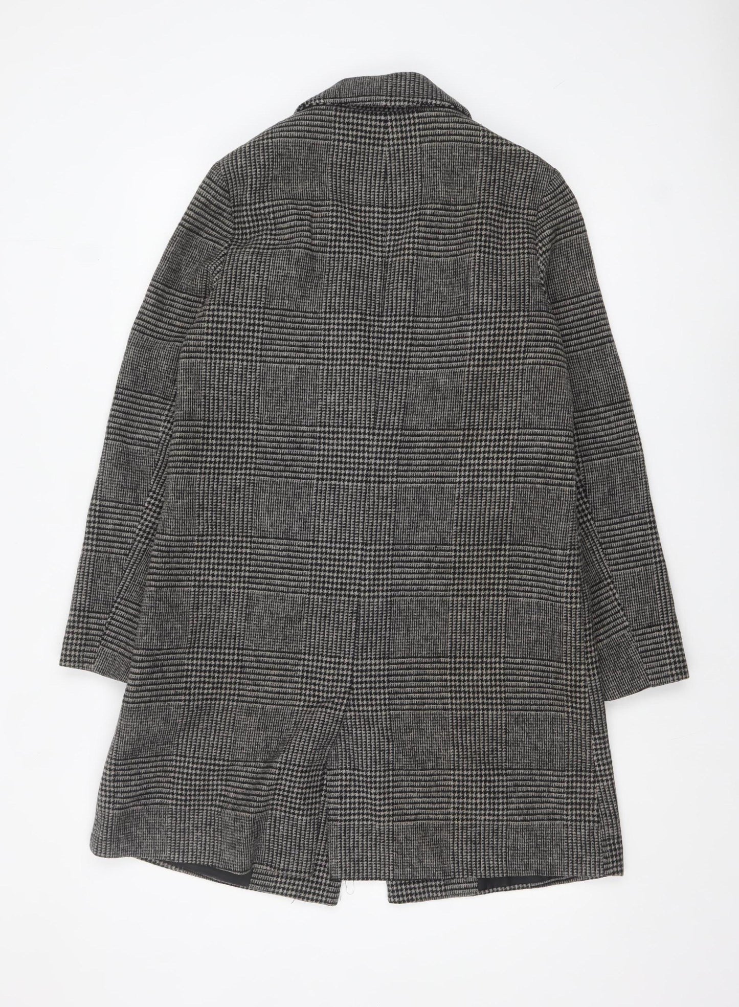 Primark Women’s Grey Check Tweed Mid-Length Overcoat Size 10