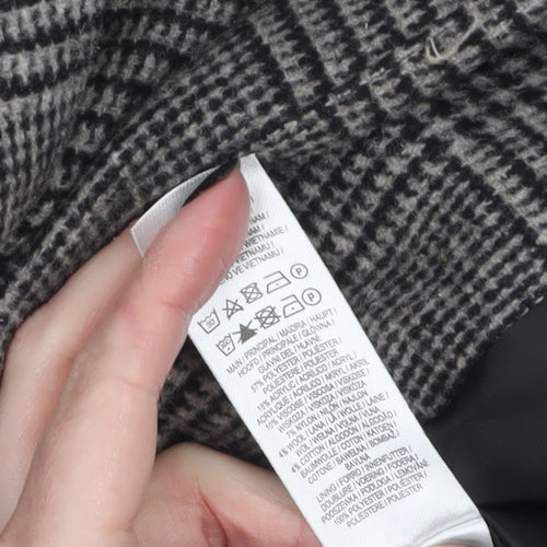 Primark Women’s Grey Check Tweed Mid-Length Overcoat Size 10