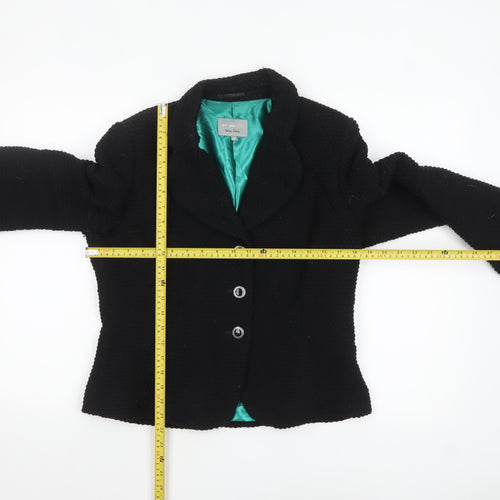 Marks and Spencer Per Una Black Wool Blend Lined Blazer Jacket Size 12