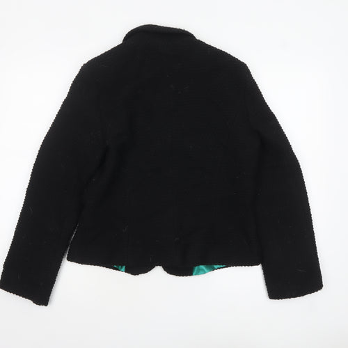 Marks and Spencer Per Una Black Wool Blend Lined Blazer Jacket Size 12