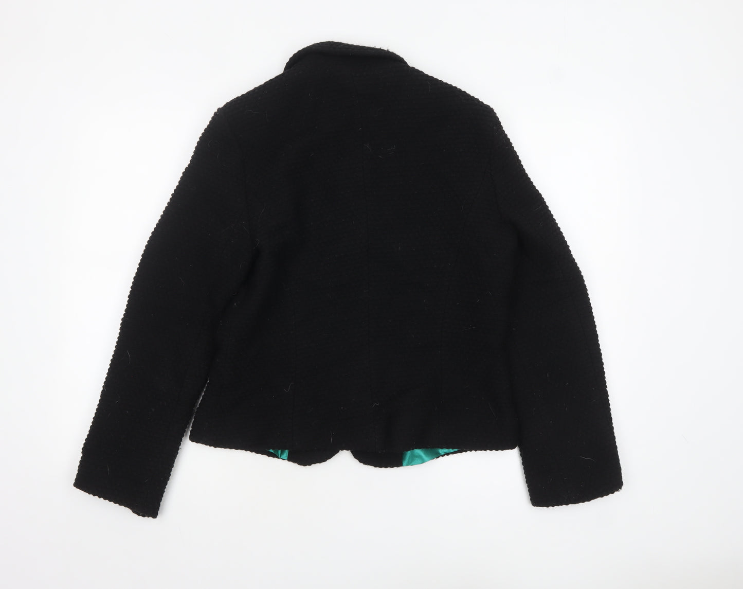 Marks and Spencer Per Una Black Wool Blend Lined Blazer Jacket Size 12