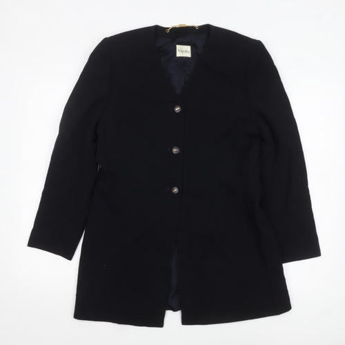 Viyella Womens Black Wool Single-Breasted Blazer UK 10