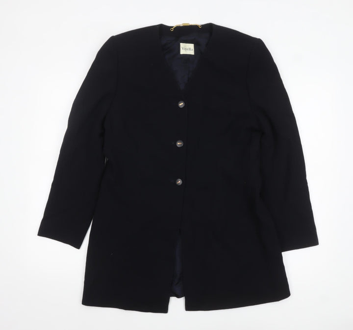 Viyella Womens Black Wool Single-Breasted Blazer UK 10