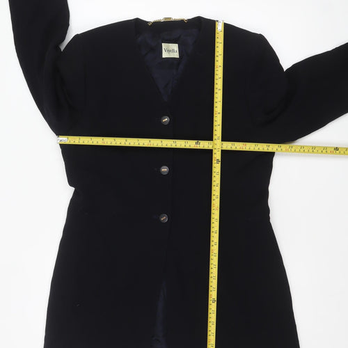 Viyella Womens Black Wool Single-Breasted Blazer UK 10