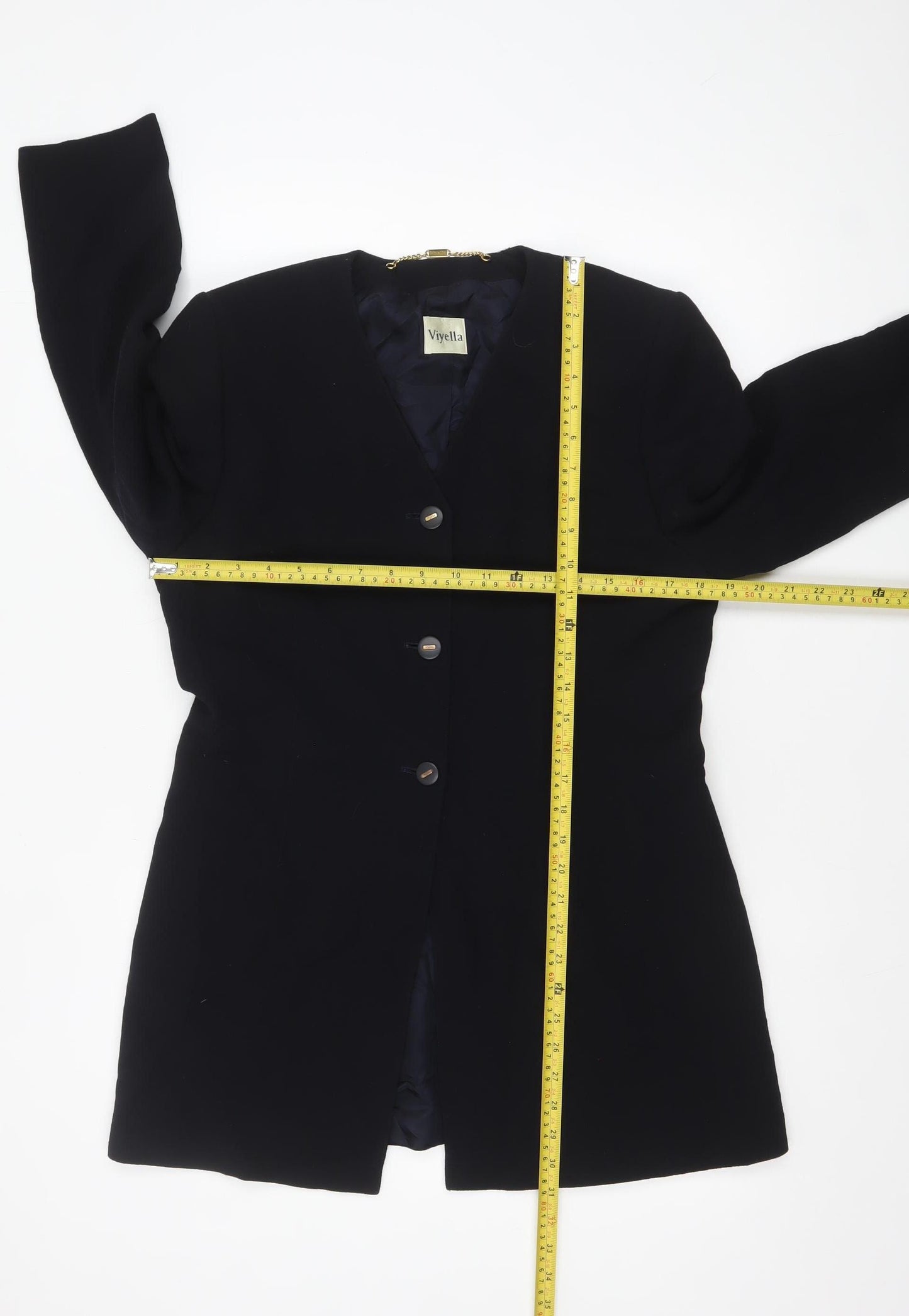 Viyella Womens Black Wool Single-Breasted Blazer UK 10