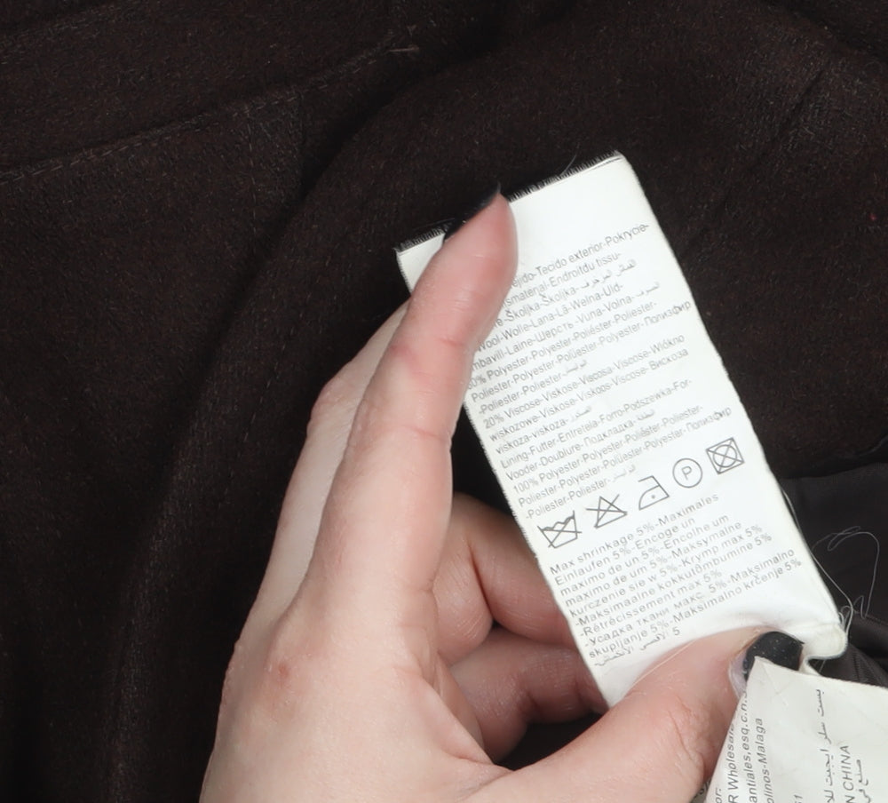 Vero Moda Women's Brown Wool Blend Mid-Length Coat M