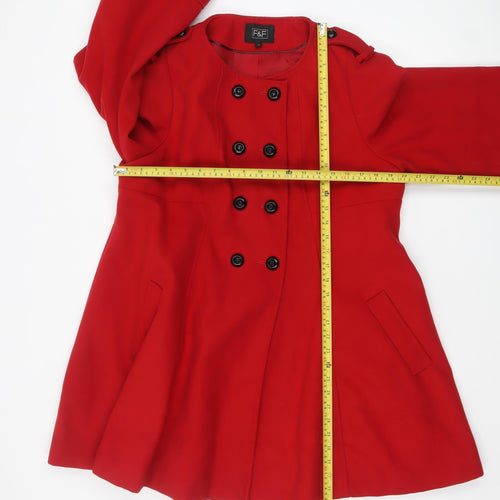 F&F Women’s Red Double-Breasted Pea Coat Size 18 Lined Mid-Length