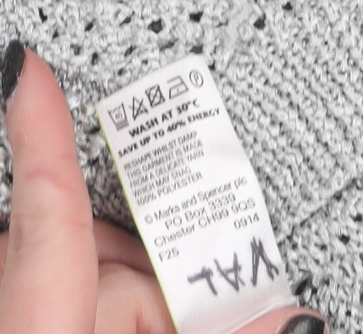 Marks and Spencer Women Silver Open-Knit 3/4 Sleeve Pullover Jumper Size 20