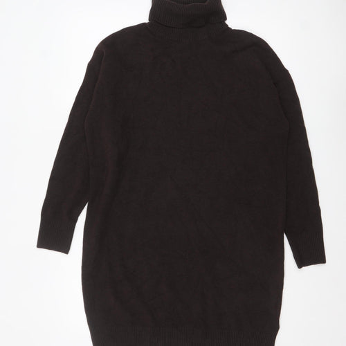 Marks and Spencer Women Brown Roll Neck Tunic Jumper Size M