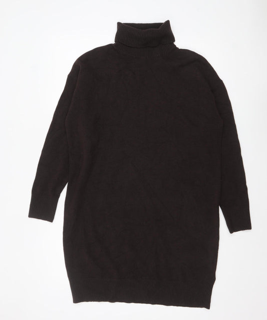 Marks and Spencer Women Brown Roll Neck Tunic Jumper Size M