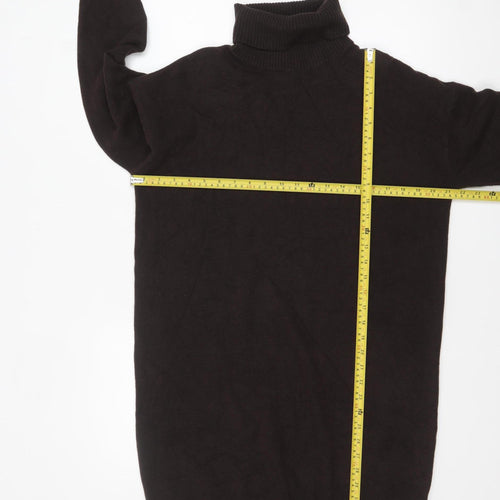 Marks and Spencer Women Brown Roll Neck Tunic Jumper Size M