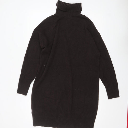 Marks and Spencer Women Brown Roll Neck Tunic Jumper Size M