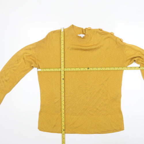 Next Women’s Yellow Mock Neck Button Shoulder Jumper Size 14