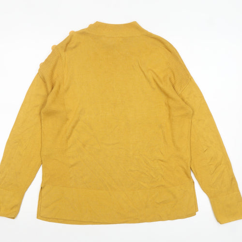 Next Women’s Yellow Mock Neck Button Shoulder Jumper Size 14