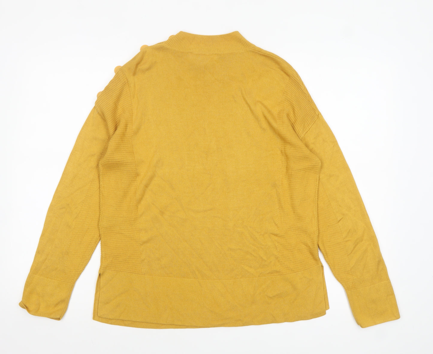 Next Women’s Yellow Mock Neck Button Shoulder Jumper Size 14