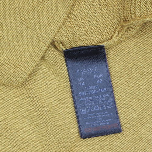 Next Women’s Yellow Mock Neck Button Shoulder Jumper Size 14
