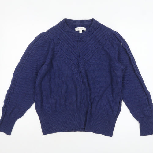 Marks and Spencer Per Una Women's Blue Size 18 Cable-Knit Jumper