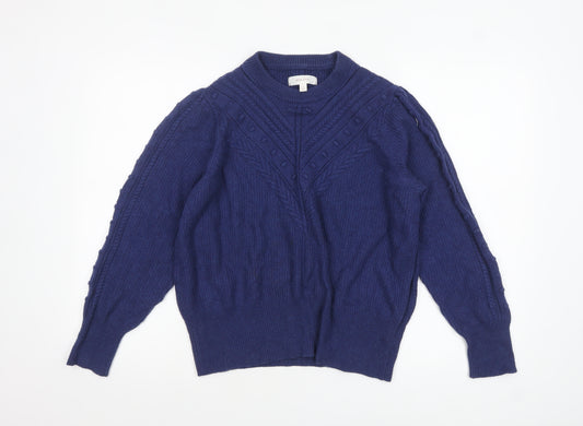 Marks and Spencer Per Una Women's Blue Size 18 Cable-Knit Jumper